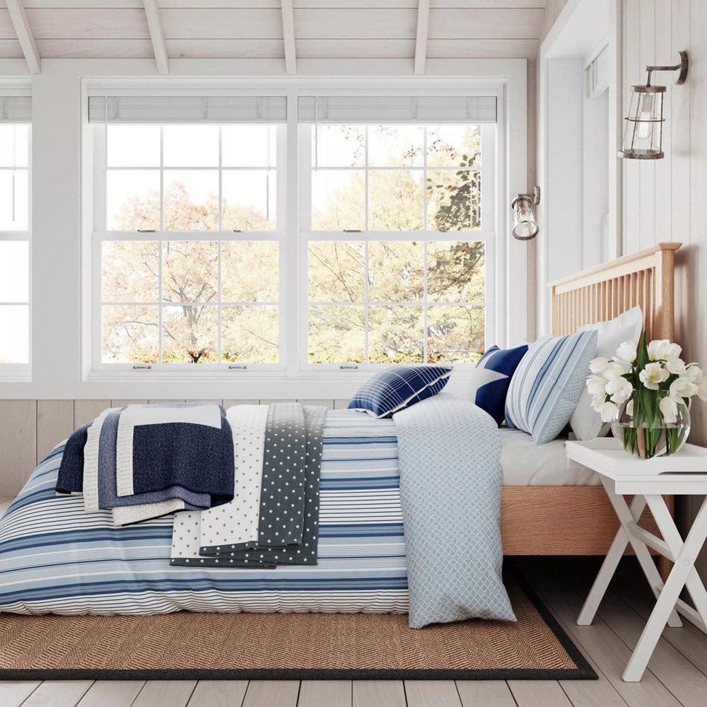 Nautical Stripe Bedding by Helena Springfield x Long Island in Navy Blue